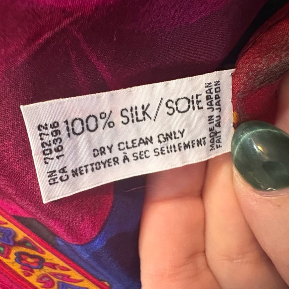 Vintage Liz Claiborne 100% Silk Neck Scarf Floral Flowers Hand Rolled 10” x 52” - Picture 4 of 5